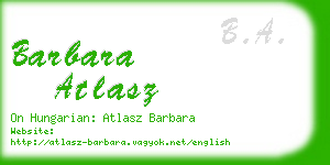 barbara atlasz business card